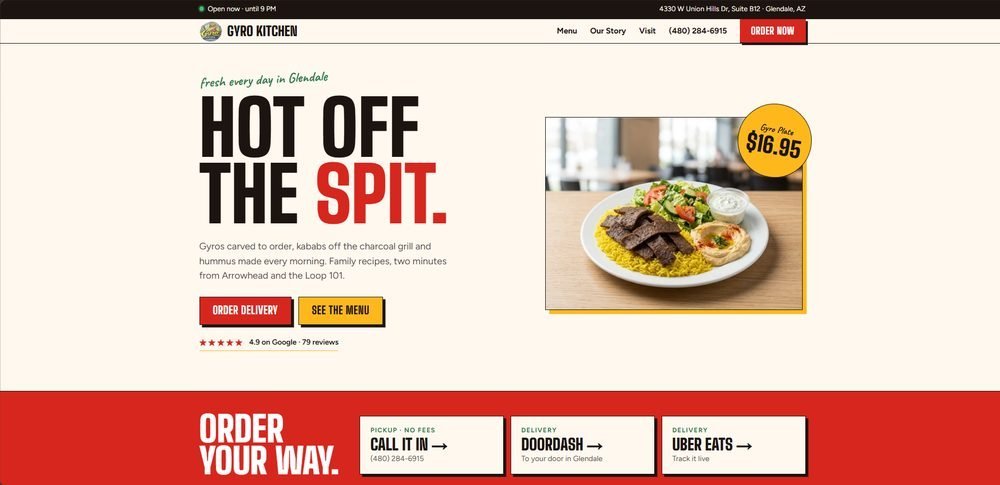 Gyro Kitchens restaurant website
