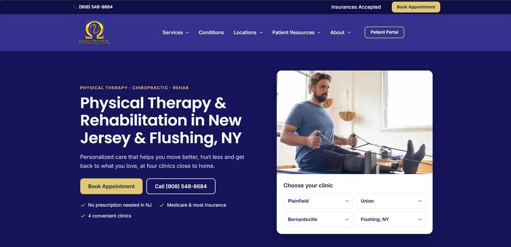 Omega Physical Rehab website